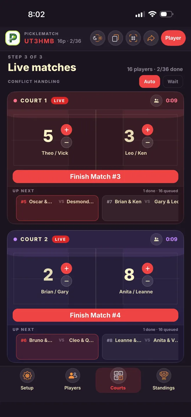 PickleMatch Scheduler preview