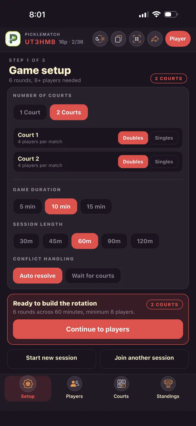 PickleMatch Scheduler App Store screenshot 4