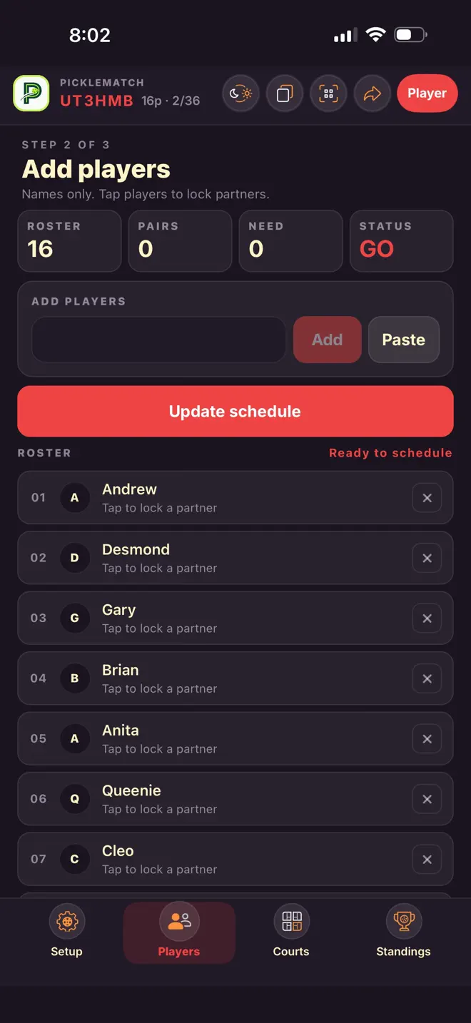 PickleMatch Scheduler App Store screenshot 5